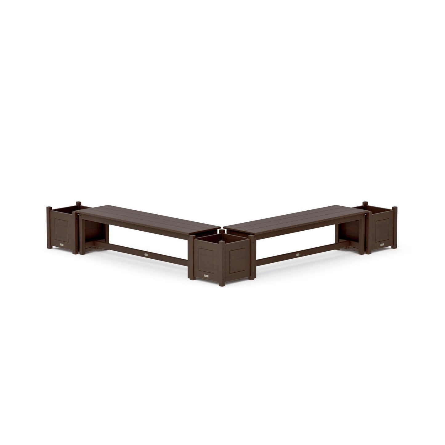 POLYWOOD 60" Country Living L- Shaped Planter Bench Corner Set — Kona