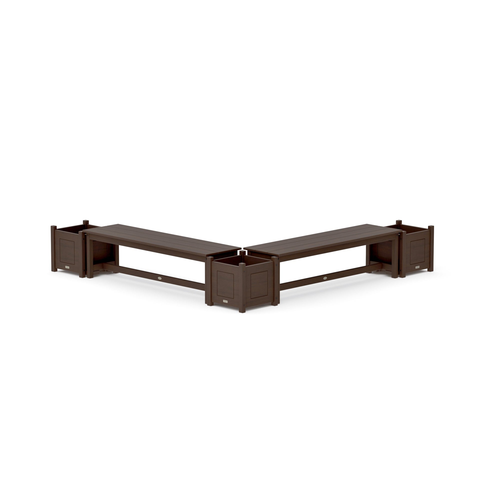 POLYWOOD 60" Country Living L- Shaped Planter Bench Corner Set — Kona