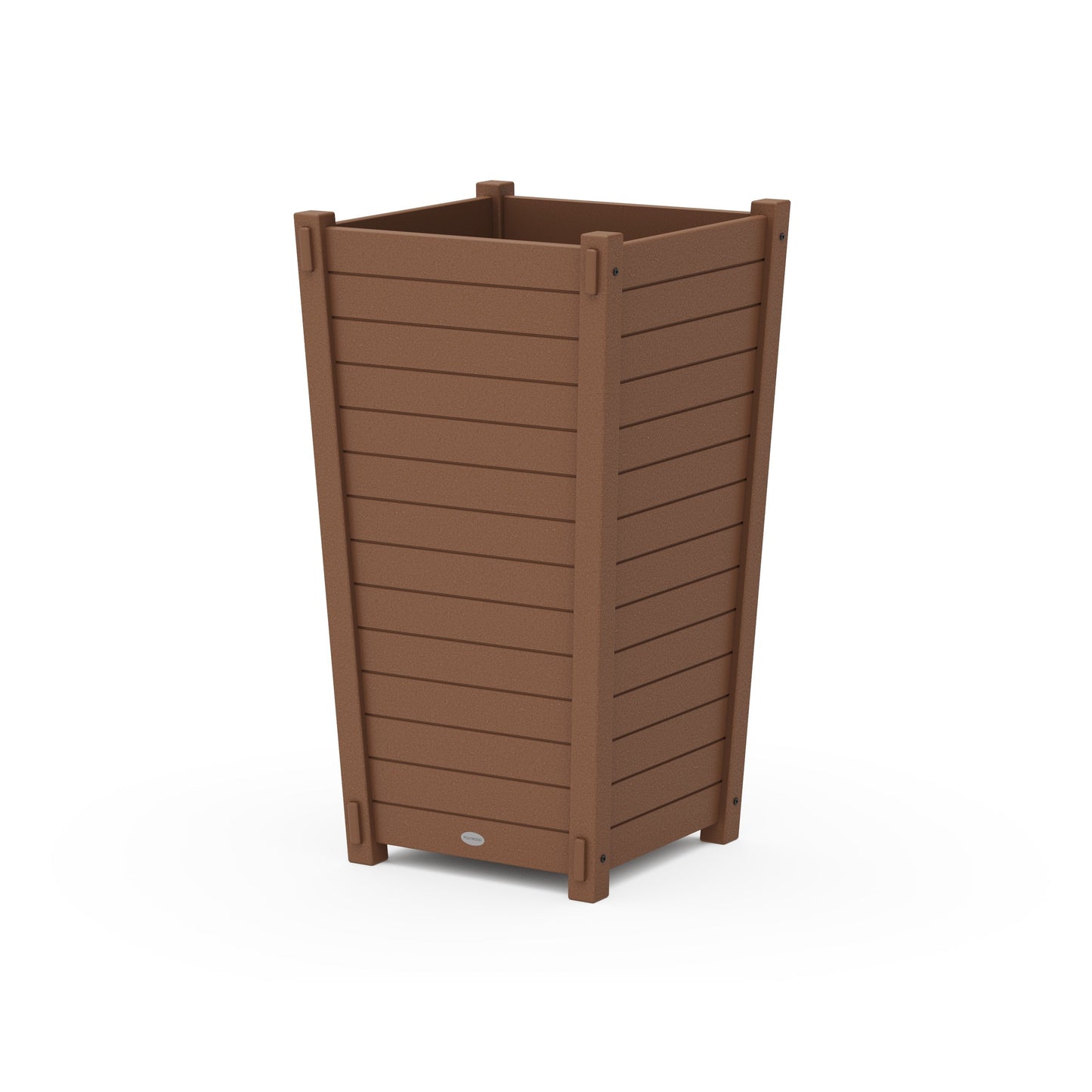 POLYWOOD Nautical Large Tapered Square Tall Planter Box — Teak