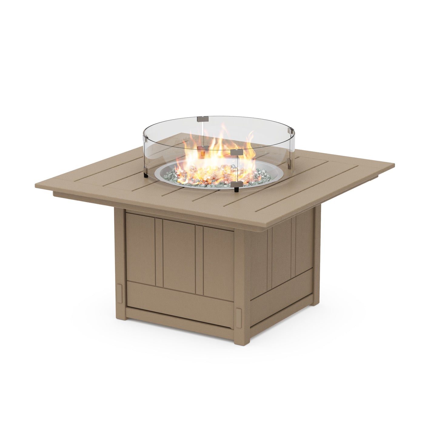POLYWOOD Acadia Square 42" Fire Pit Table — Vintage Sahara
