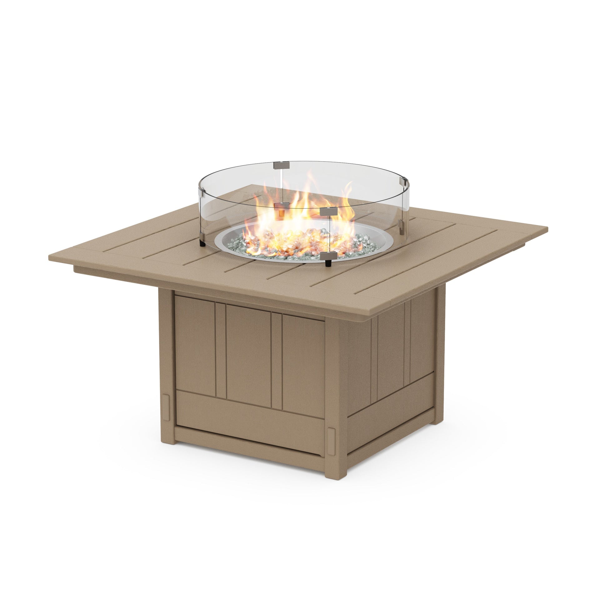 POLYWOOD Acadia Square 42" Fire Pit Table — Vintage Sahara