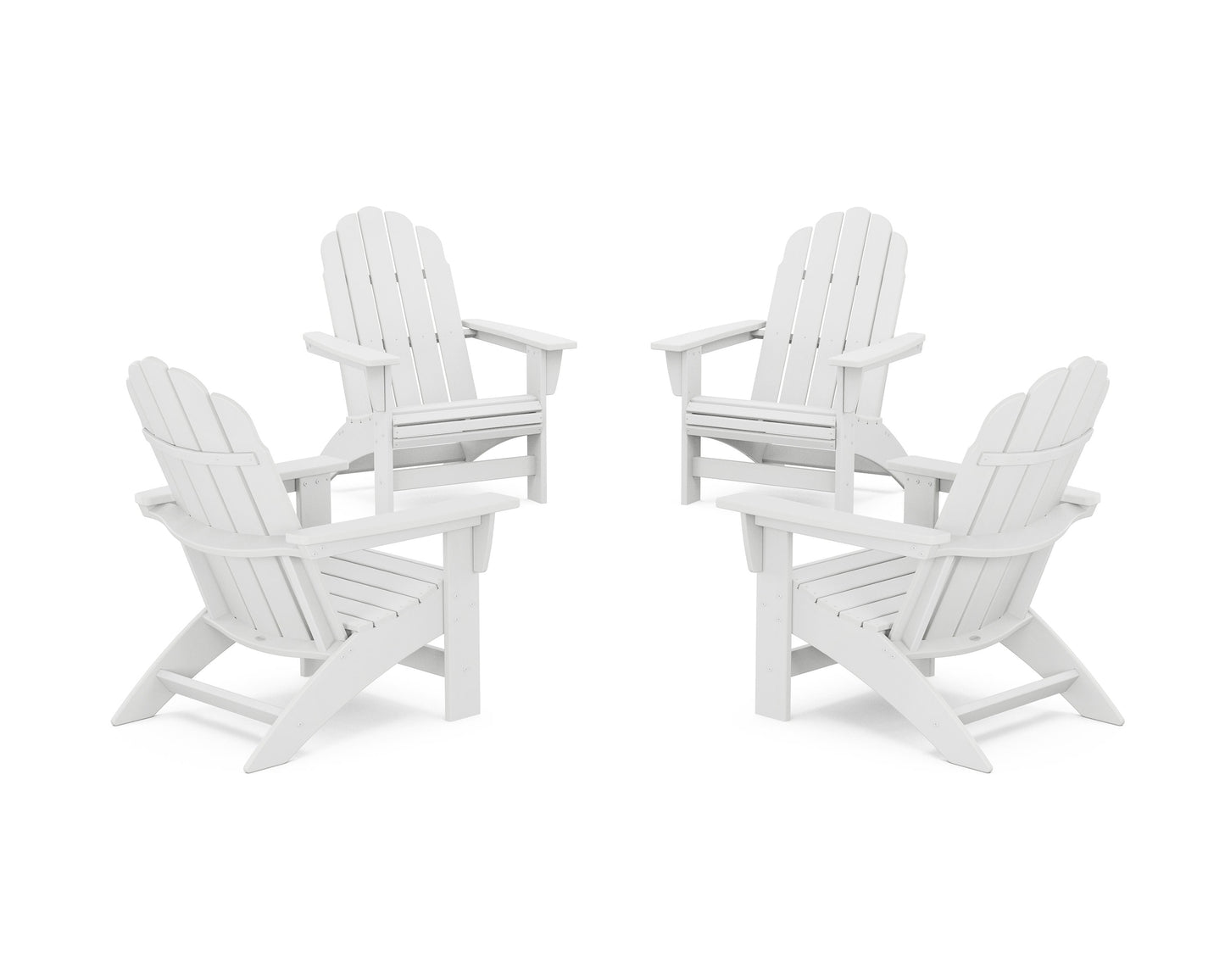 POLYWOOD 4-Piece Vineyard Grand Adirondack Chair Conversation Set — White