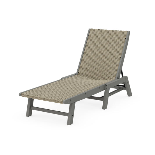 POLYWOOD Coastal Woven Chaise — Slate Grey / Dune Grass