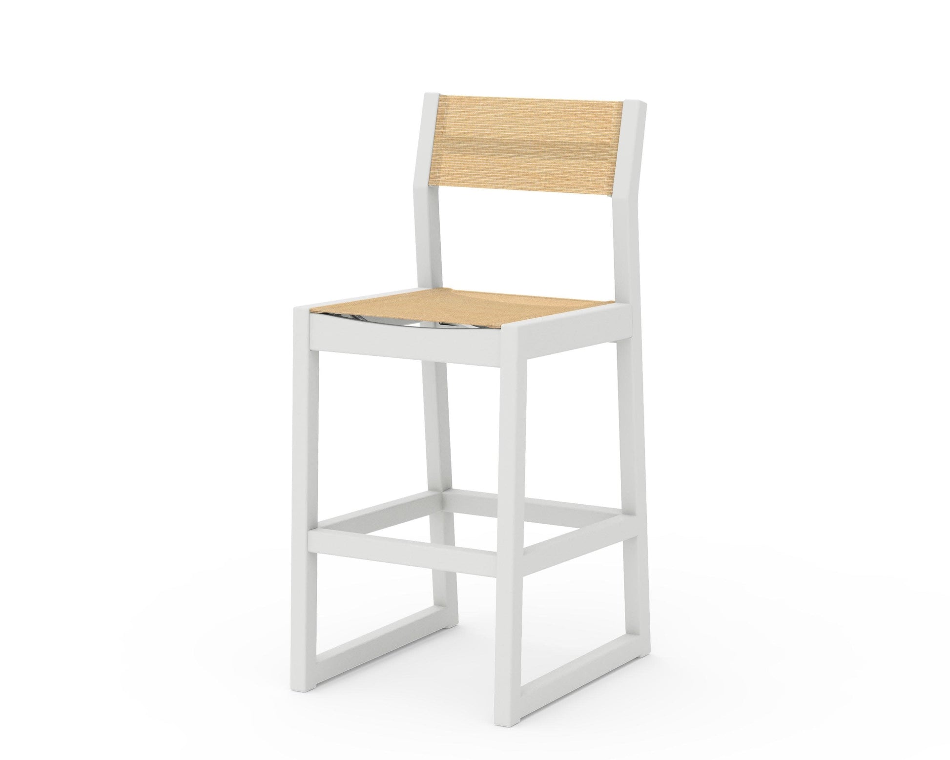 POLYWOOD EDGE Sling Bar Side Chair — Vintage White / Dupioni Apricot Sling