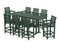 POLYWOOD Captain 9-Piece Farmhouse Bar Set with Trestle Legs — Green