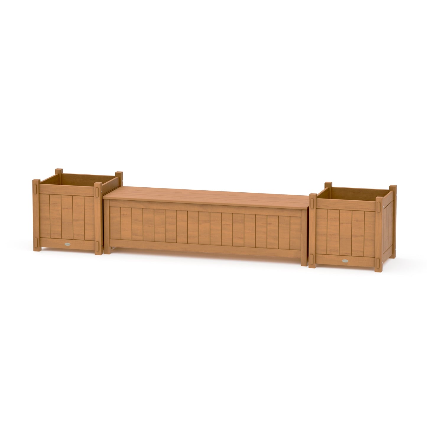 POLYWOOD 60" Vineyard Straight Planter Storage Bench Set- Large — Natural