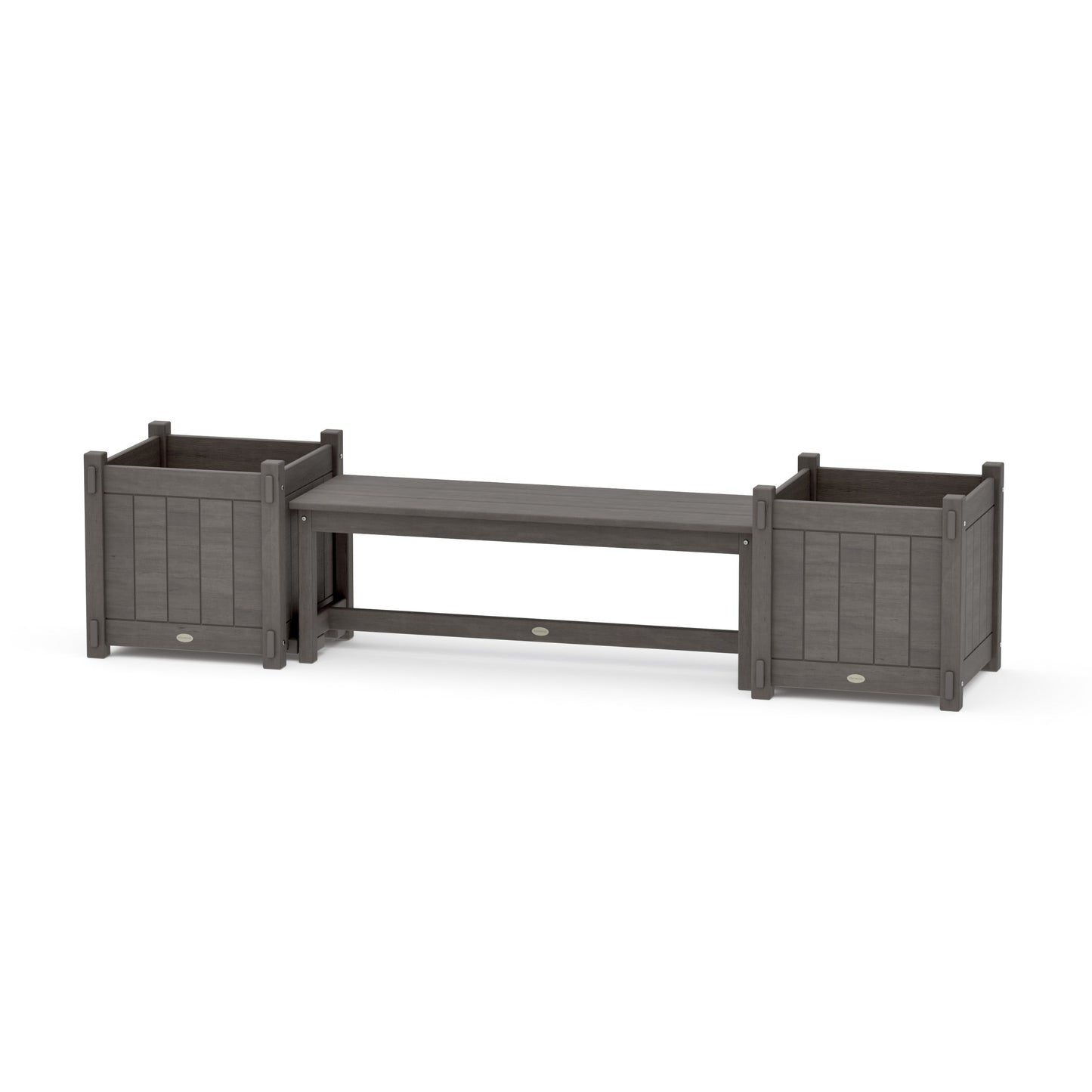 POLYWOOD 48" Vineyard Straight Planter Bench Set - Large — Driftwood