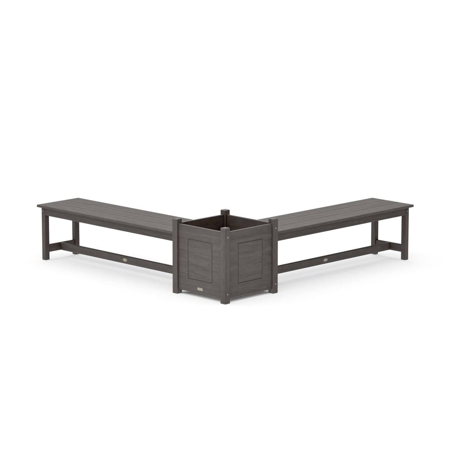 POLYWOOD 60" Country Living L- Shaped Planter Bench Set- Large — Driftwood