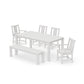 POLYWOOD Prairie 6-Piece Parsons Dining Set with Bench — Vintage White