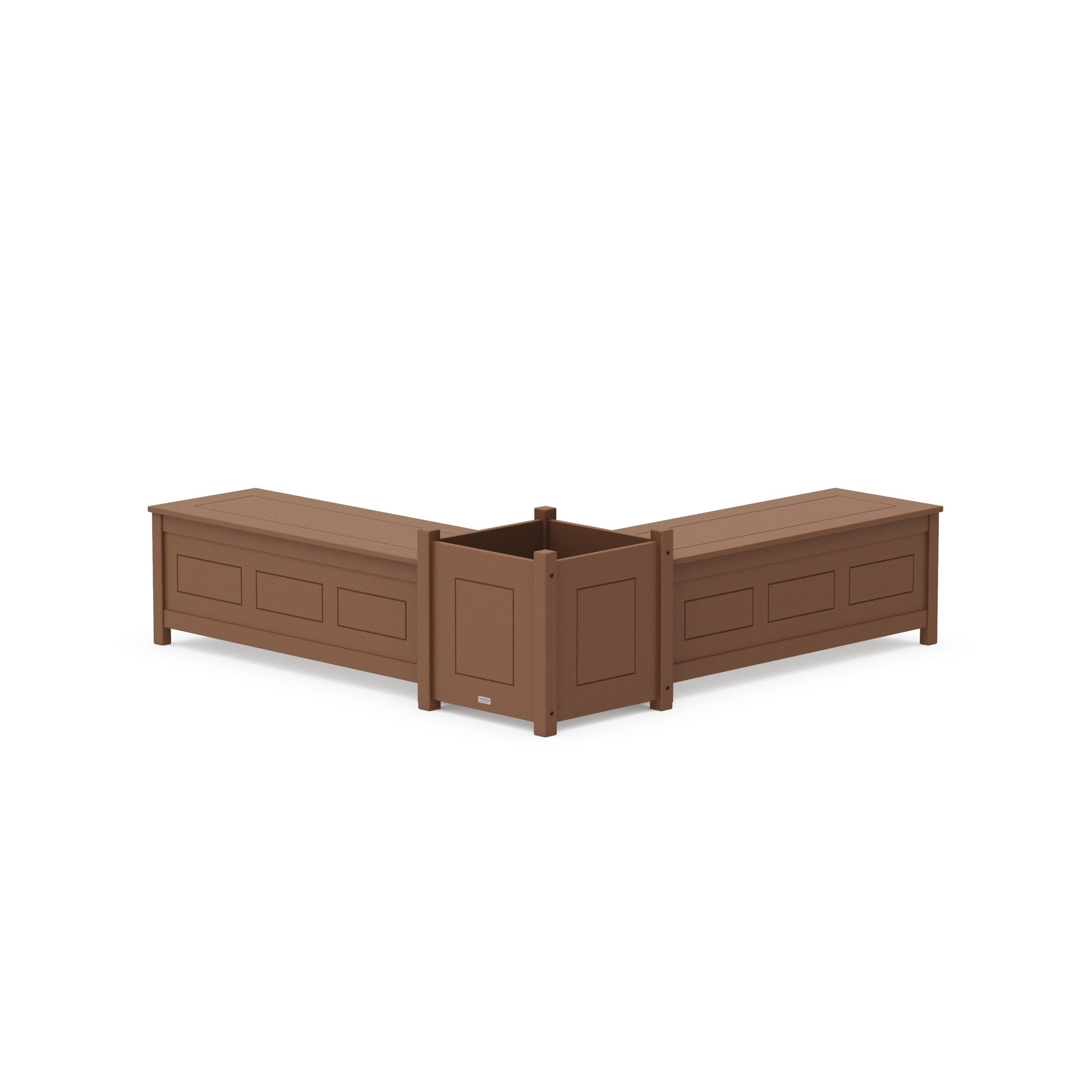 POLYWOOD 48" Country Living L- Shaped Planter Storage Bench Set- Large — Teak