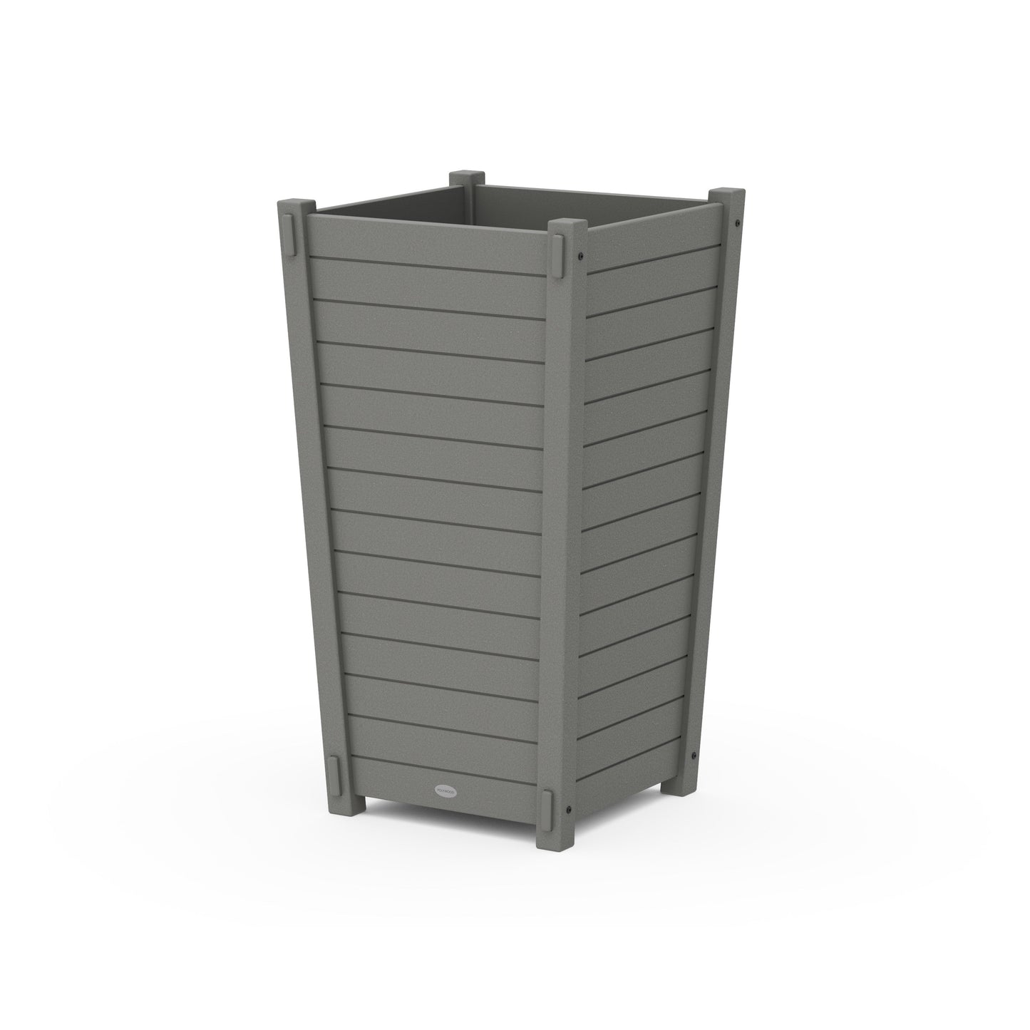 POLYWOOD Nautical Large Tapered Square Tall Planter Box — Slate Grey