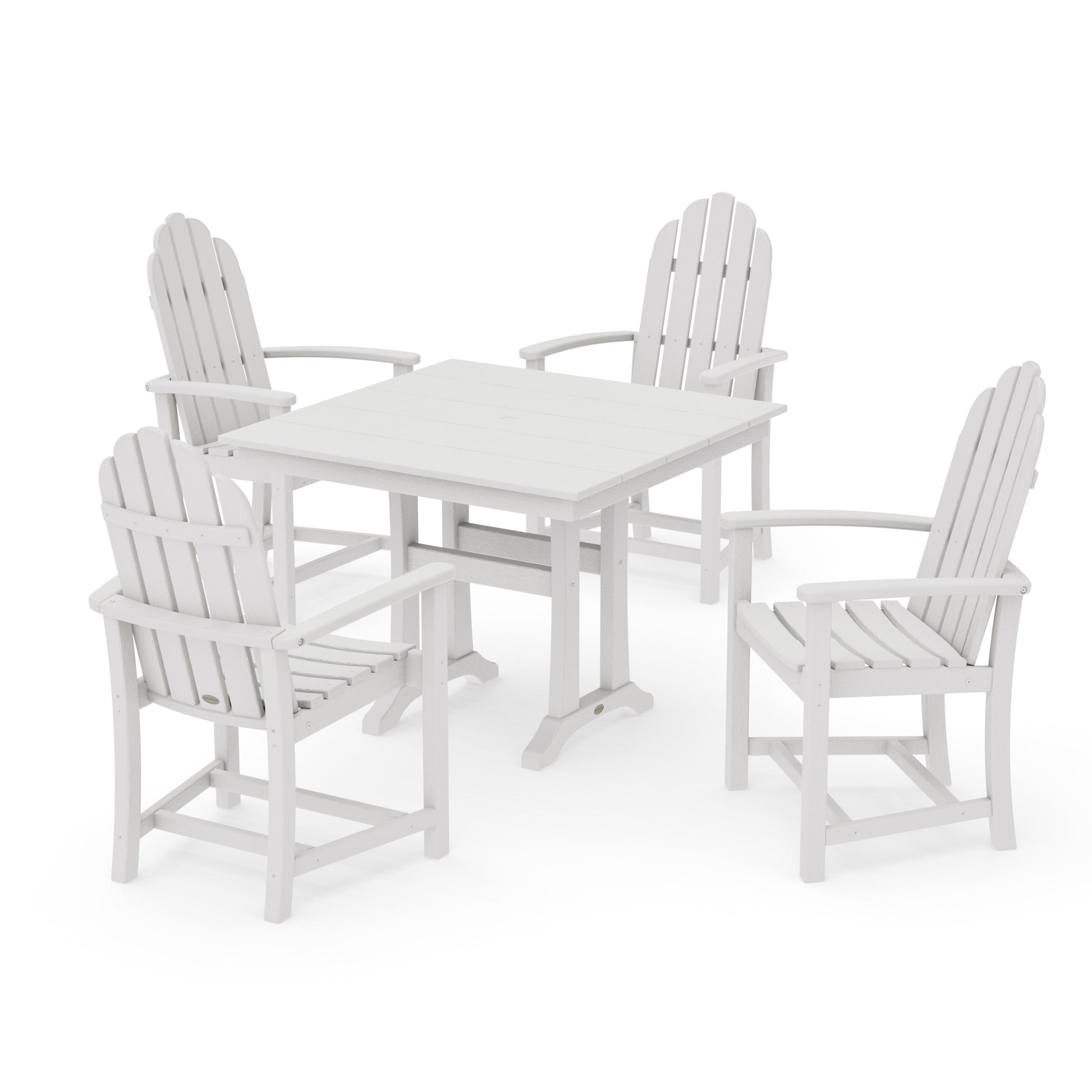 POLYWOOD Classic Adirondack 5-Piece Farmhouse Dining Set With Trestle Legs — Vintage White