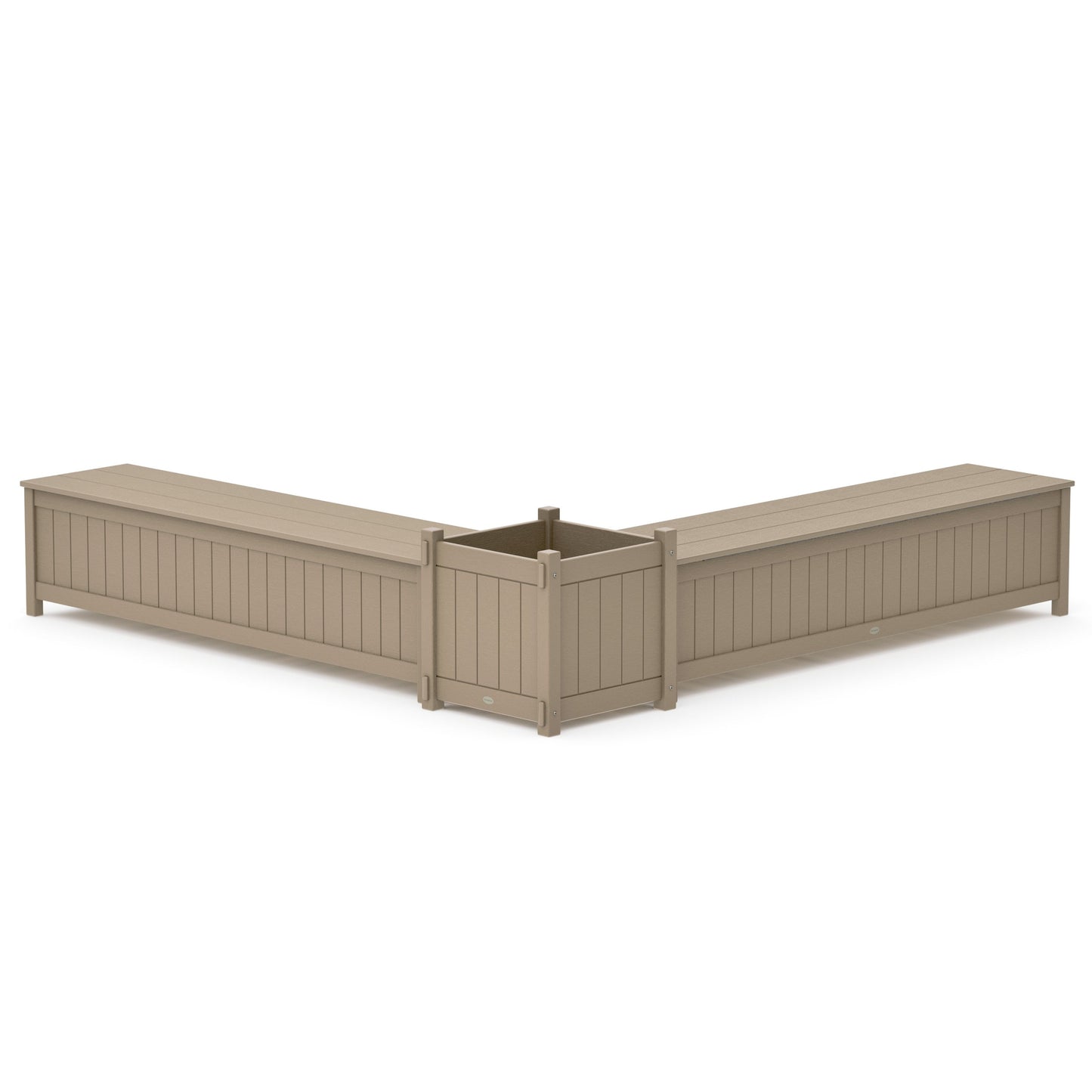 POLYWOOD 72" Vineyard L- Shaped Planter Storage Bench Set- Large — Vintage Sahara