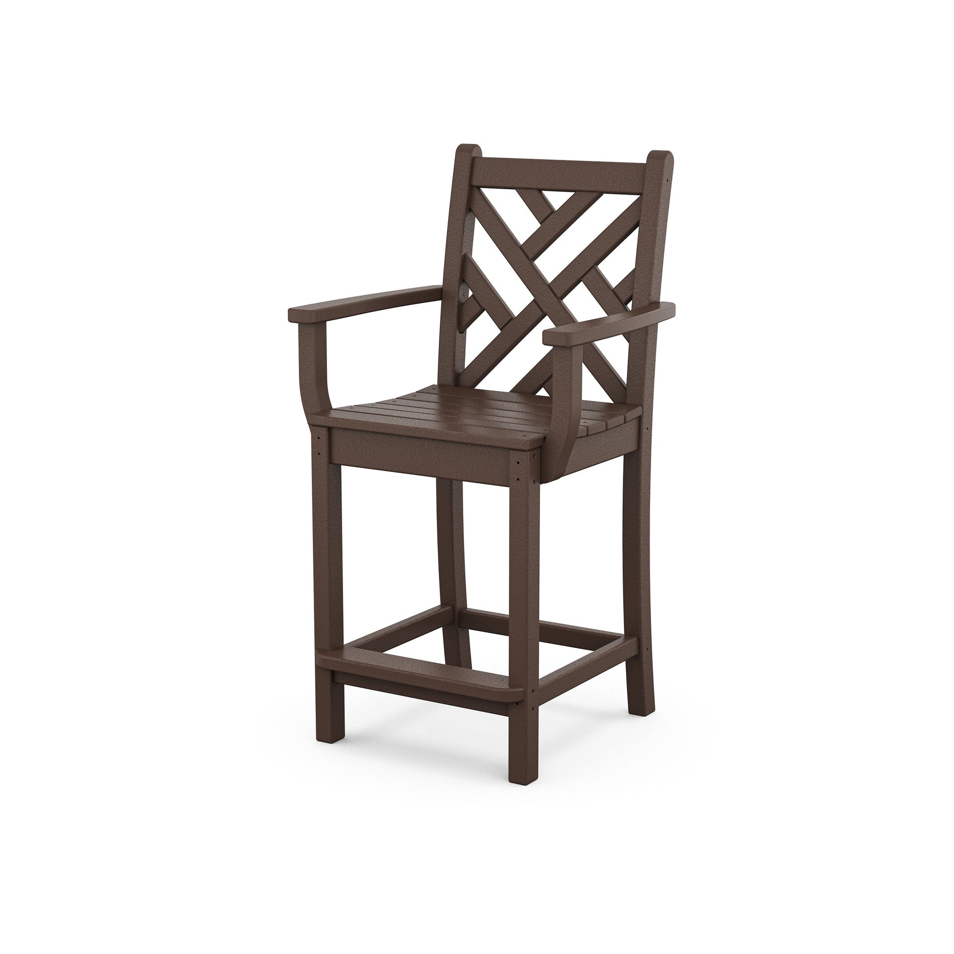 POLYWOOD Chippendale Counter Arm Chair — Mahogany