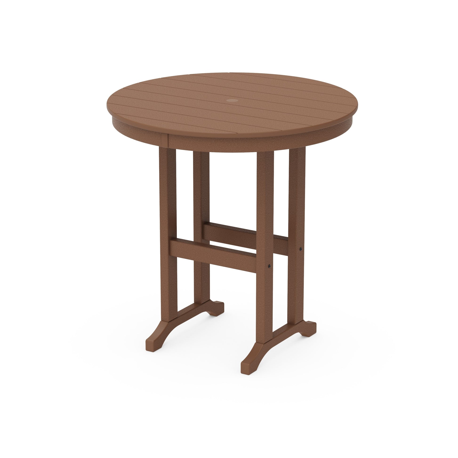 POLYWOOD 36" Round Farmhouse Counter Table — Teak