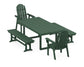 POLYWOOD Vineyard Adirondack 5-Piece Dining Set with Benches — Green
