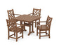 POLYWOOD Chippendale 5-Piece Farmhouse Trestle Arm Chair Dining Set — Teak