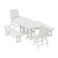 POLYWOOD Nautical Highback 5-Piece Dining Set with Benches — Vintage White