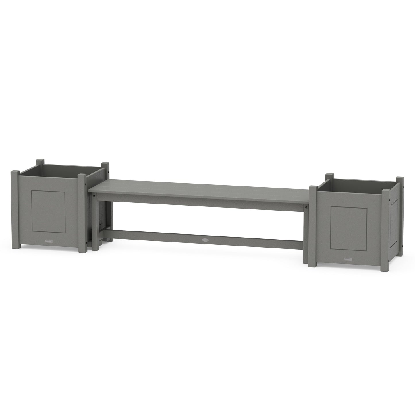 POLYWOOD 60" Country Living Straight Planter Bench Set - Large — Slate Grey