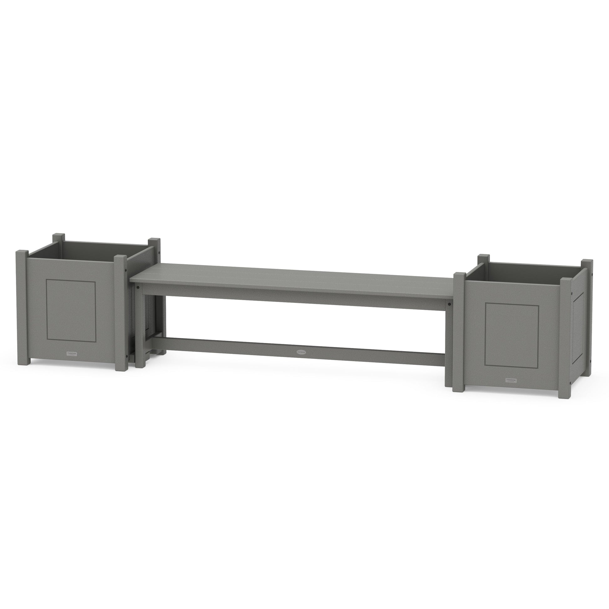 POLYWOOD 60" Country Living Straight Planter Bench Set - Large — Slate Grey