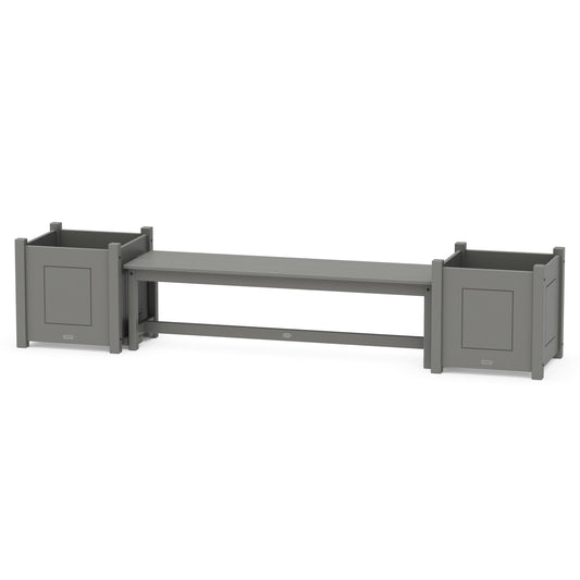 POLYWOOD 60" Country Living Straight Planter Bench Set - Large — Slate Grey