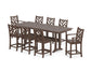 POLYWOOD Chippendale 9-Piece Farmhouse Counter Set with Trestle Legs — Mahogany