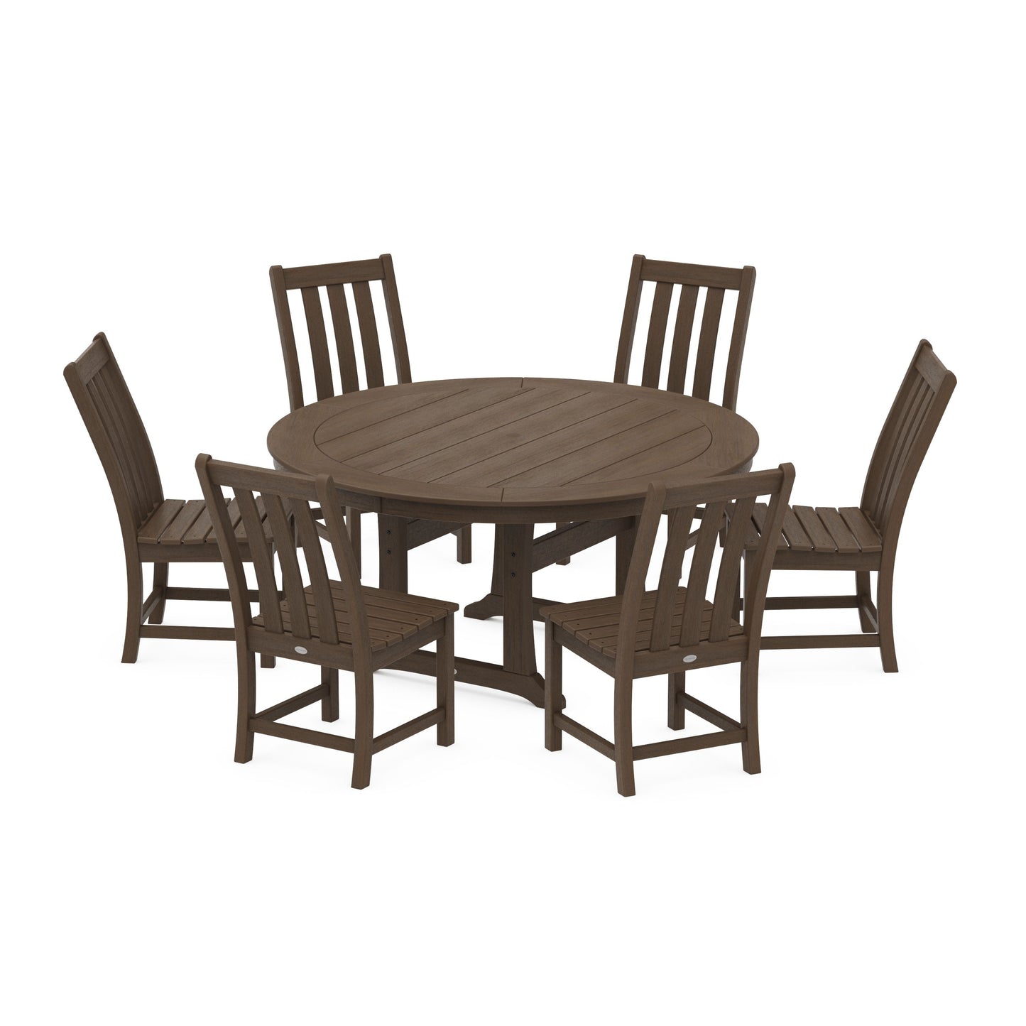 POLYWOOD Vineyard 7-Piece Side Chair Round Dining Set — Kona
