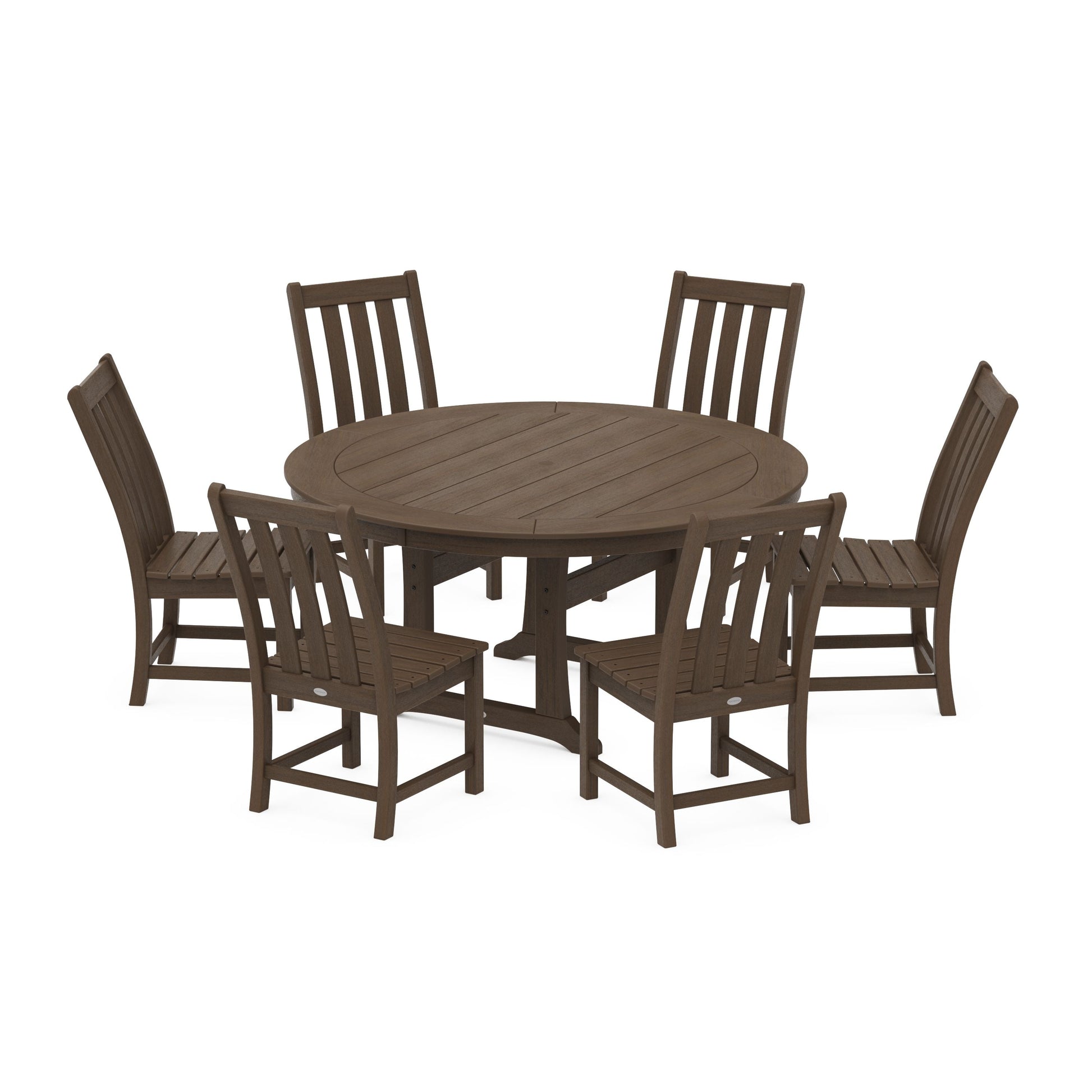 POLYWOOD Vineyard 7-Piece Side Chair Round Dining Set — Kona