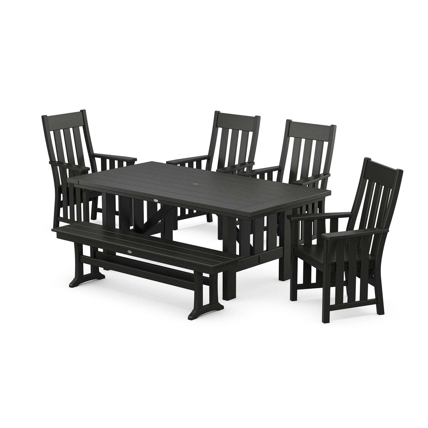 POLYWOOD Acadia 6-Piece Dining Set with Bench — Black