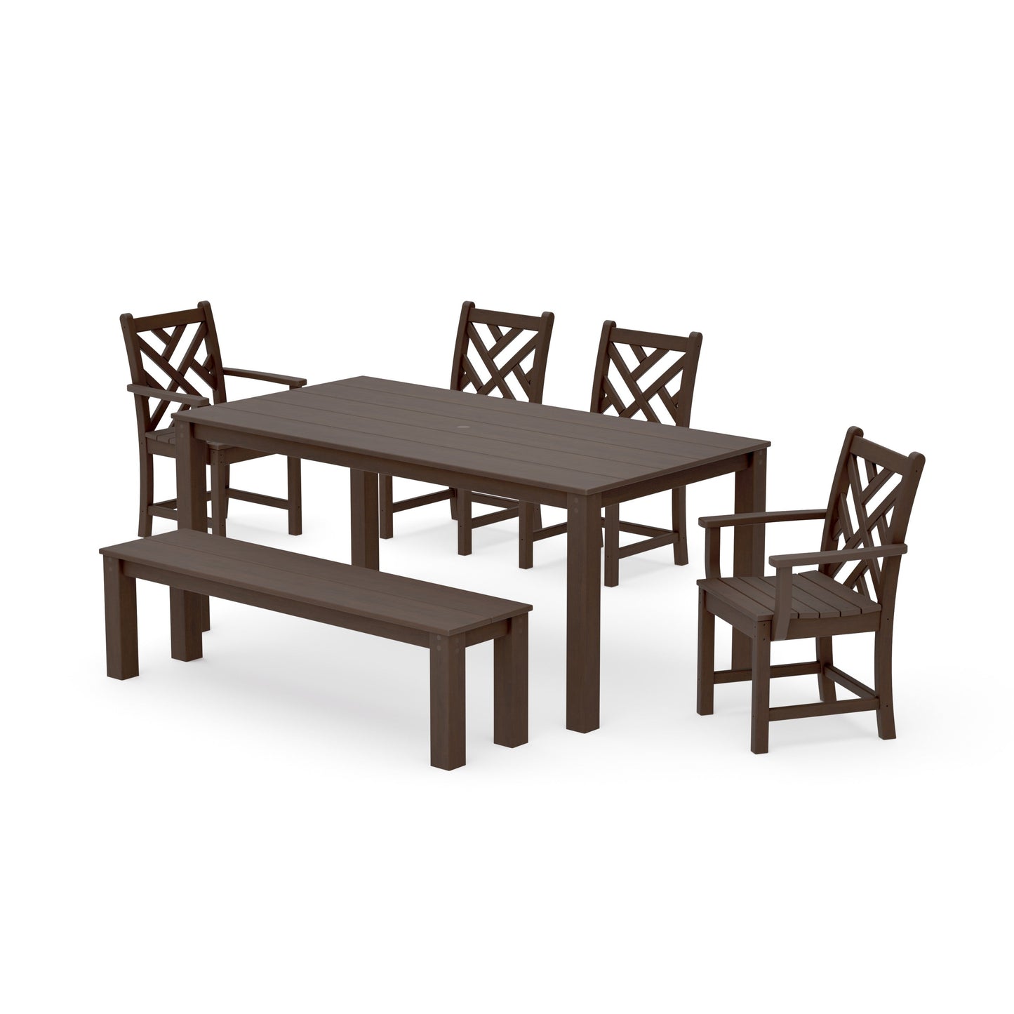 POLYWOOD Chippendale 6-Piece Parsons Dining Set with Bench — Kona