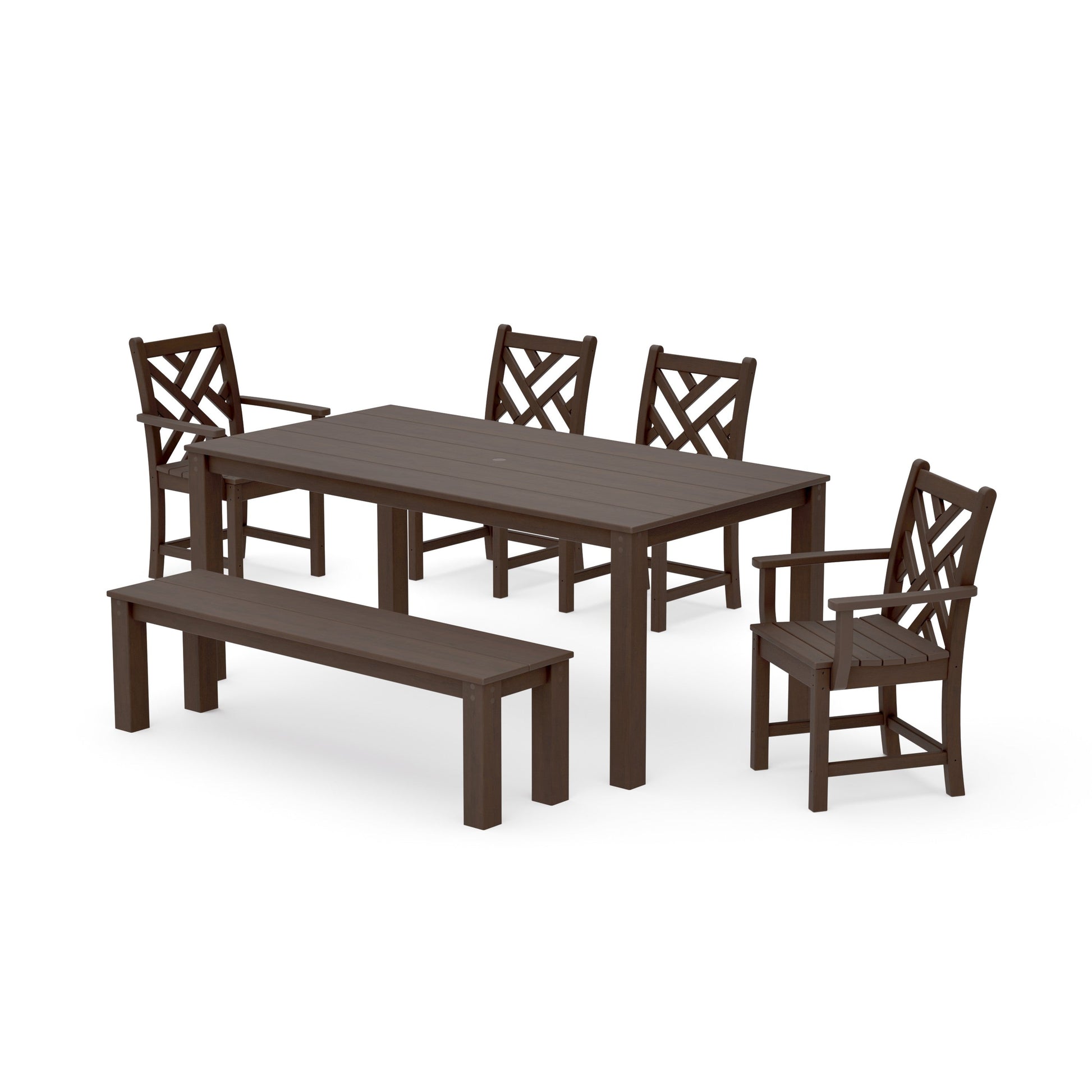 POLYWOOD Chippendale 6-Piece Parsons Dining Set with Bench — Kona