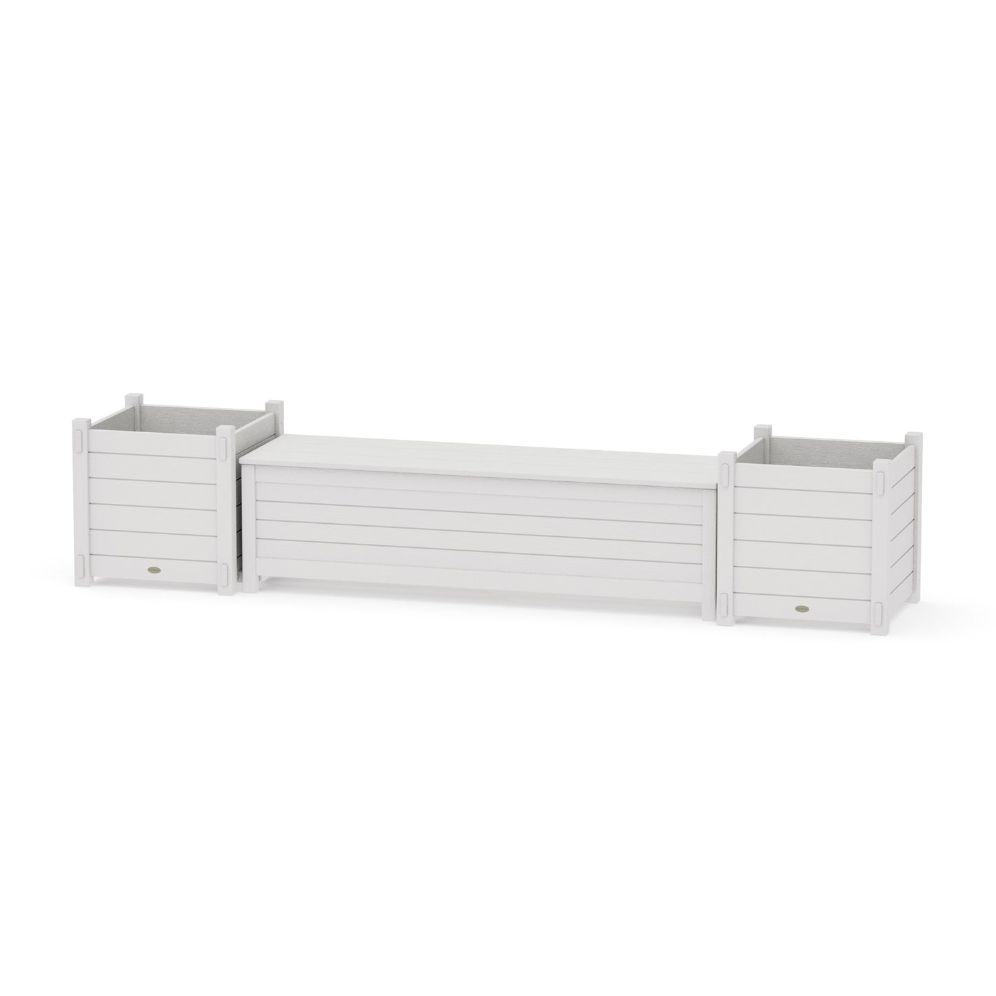 POLYWOOD 60" Nautical Straight Planter Storage Bench Set- Large — Vintage White