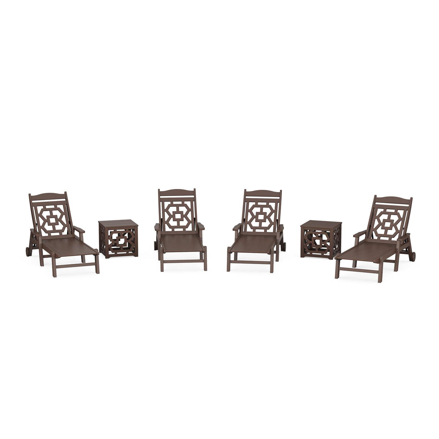 POLYWOOD Chinoiserie 6-Piece Chaise Set — Mahogany
