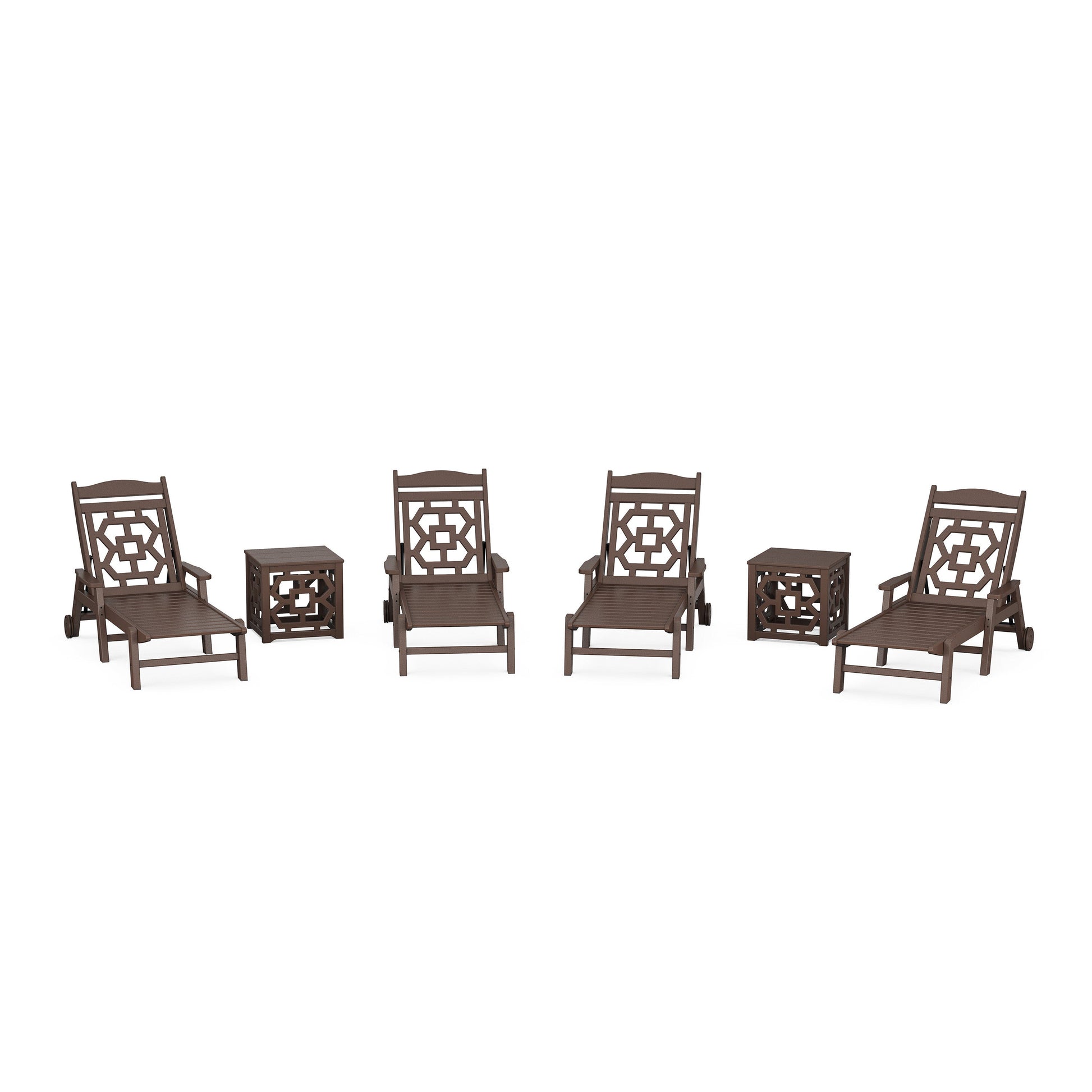 POLYWOOD Chinoiserie 6-Piece Chaise Set — Mahogany
