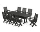 POLYWOOD Captain 9-Piece Farmhouse Dining Set with Trestle Legs — Black