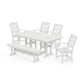 POLYWOOD Chinoiserie 6-Piece Farmhouse Dining Set with Bench — Vintage White