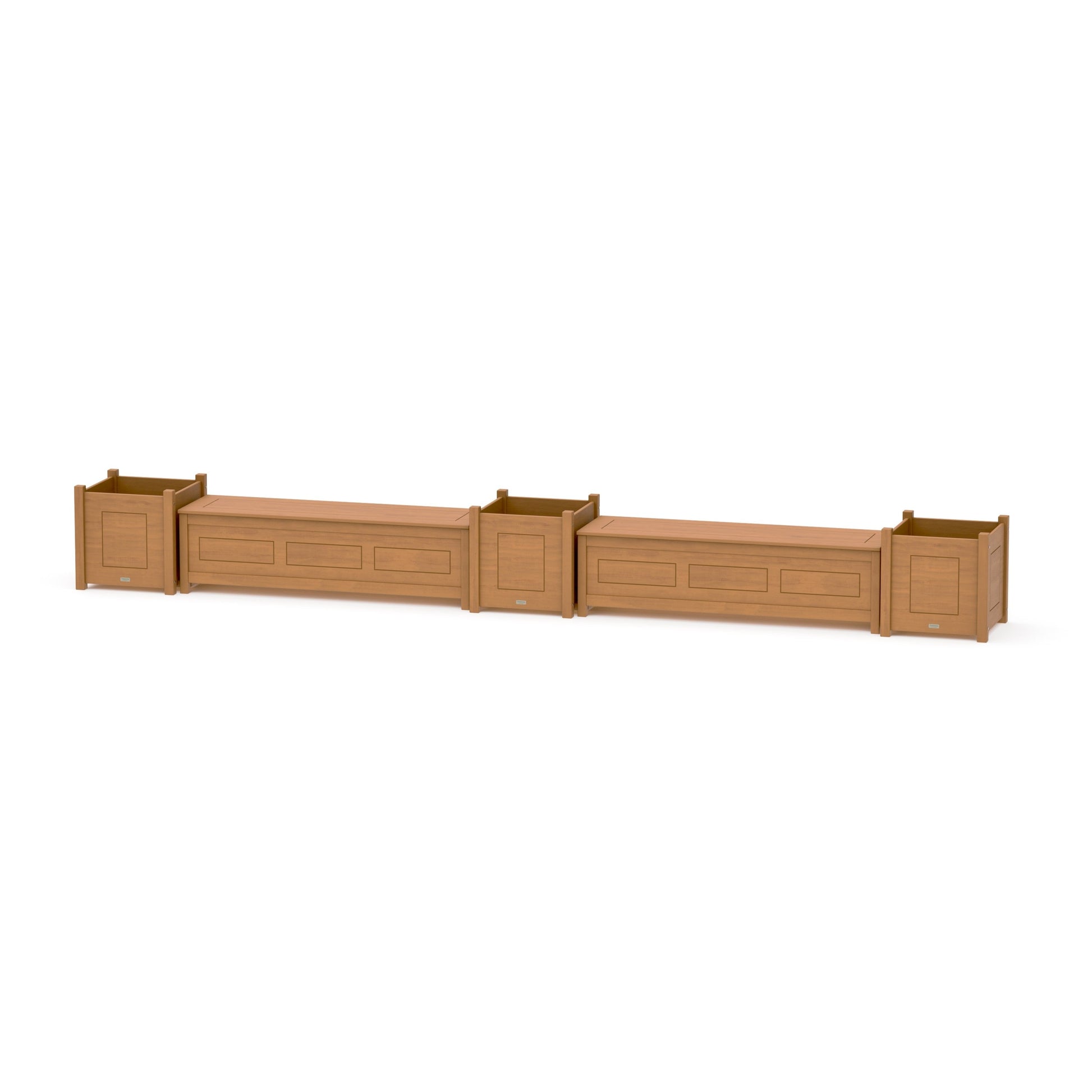 POLYWOOD 60" Country Living Straight Double Planter Storage Bench Set- Large — Natural