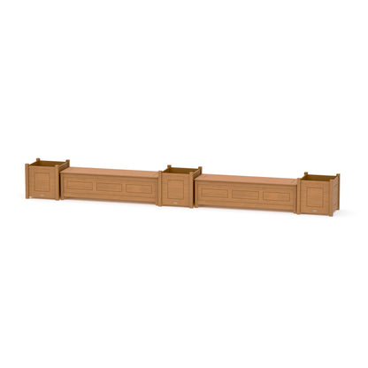 POLYWOOD 60" Country Living Straight Double Planter Storage Bench Set- Large — Natural