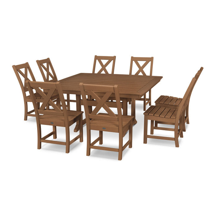 POLYWOOD Braxton 9-Piece Nautical Trestle Dining Set FREE SHIPPING