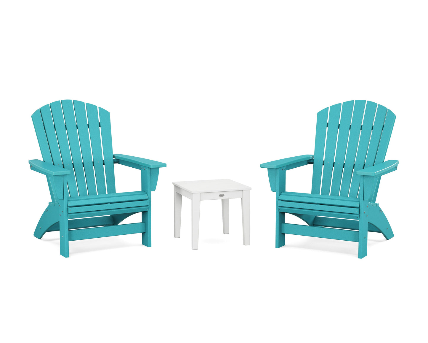 POLYWOOD 3-Piece Nautical Grand Adirondack Set — Aruba / White