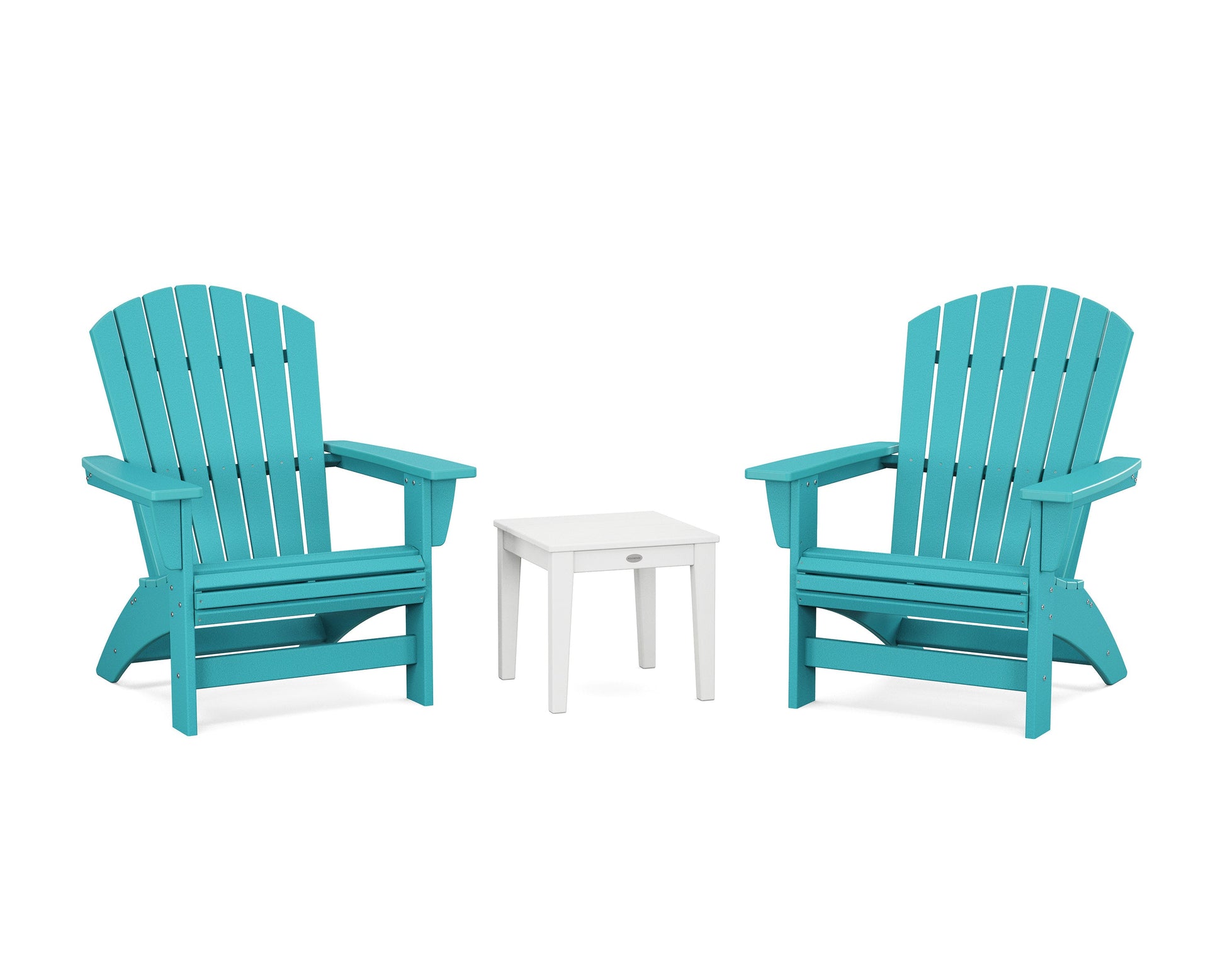 POLYWOOD 3-Piece Nautical Grand Adirondack Set — Aruba / White