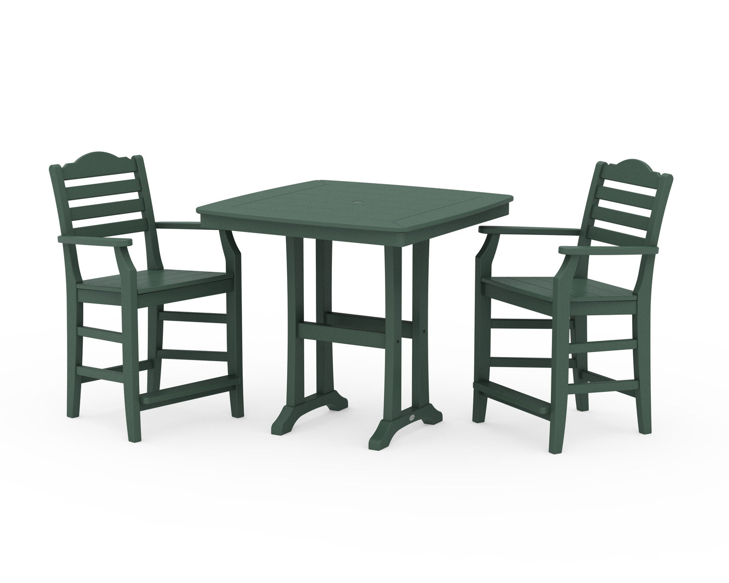 POLYWOOD Savannah 3-Piece Counter Set with Trestle Legs — Green