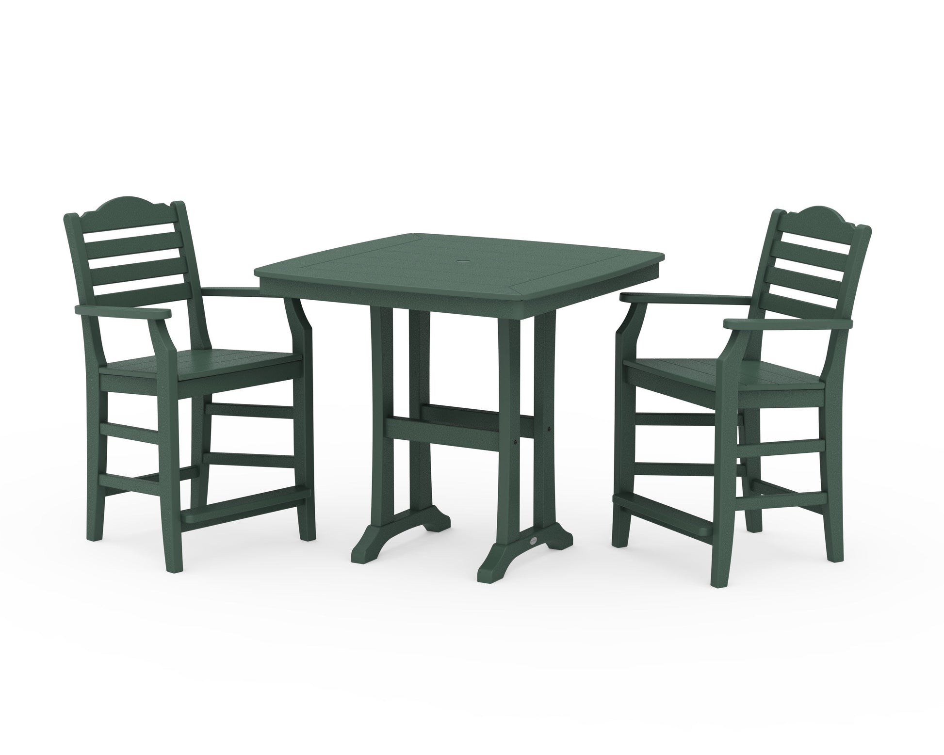 POLYWOOD Savannah 3-Piece Counter Set with Trestle Legs — Green