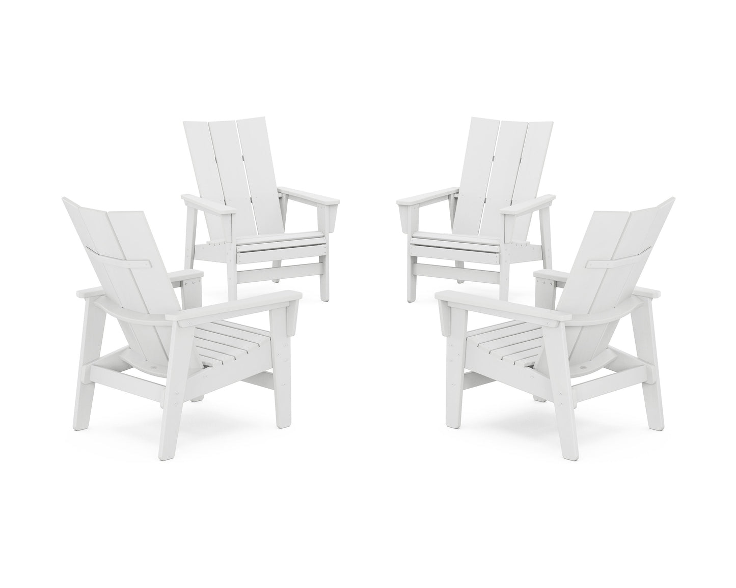 POLYWOOD 4-Piece Modern Grand Upright Adirondack Chair Conversation Set — White