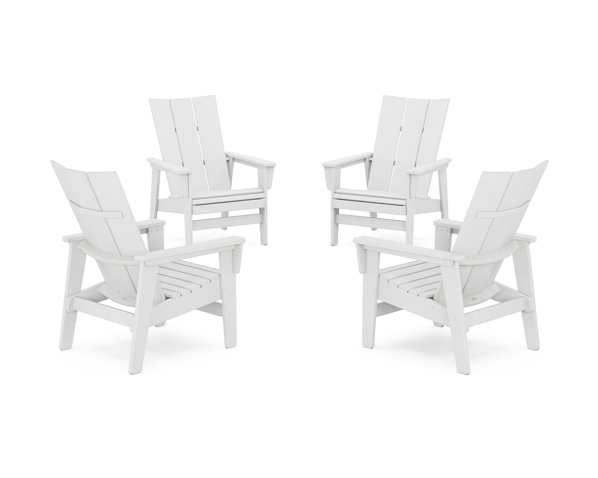 POLYWOOD 4-Piece Modern Grand Upright Adirondack Chair Conversation Set — White