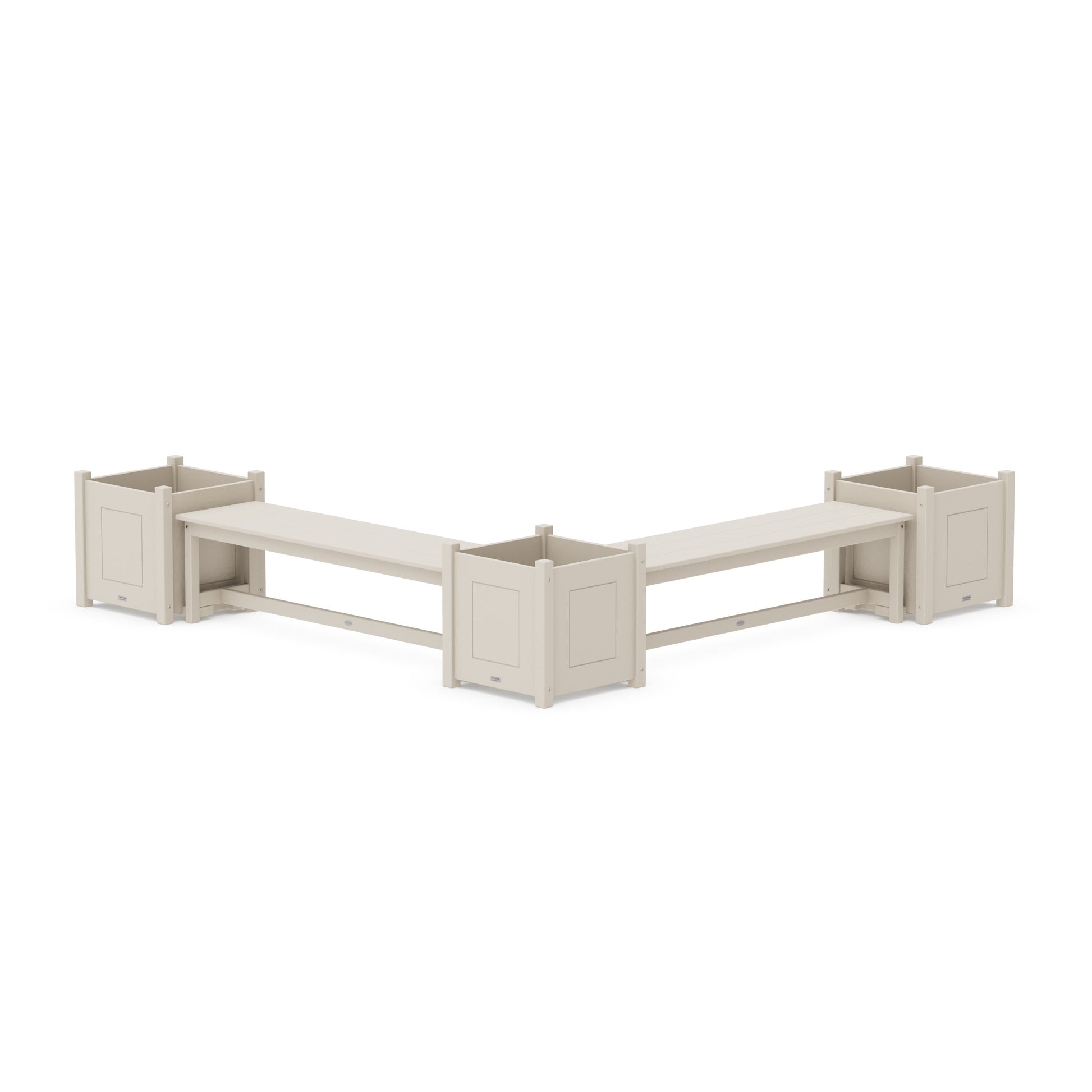 POLYWOOD 60" Country Living L- Shaped Planter Bench Corner Set - Large — Sand