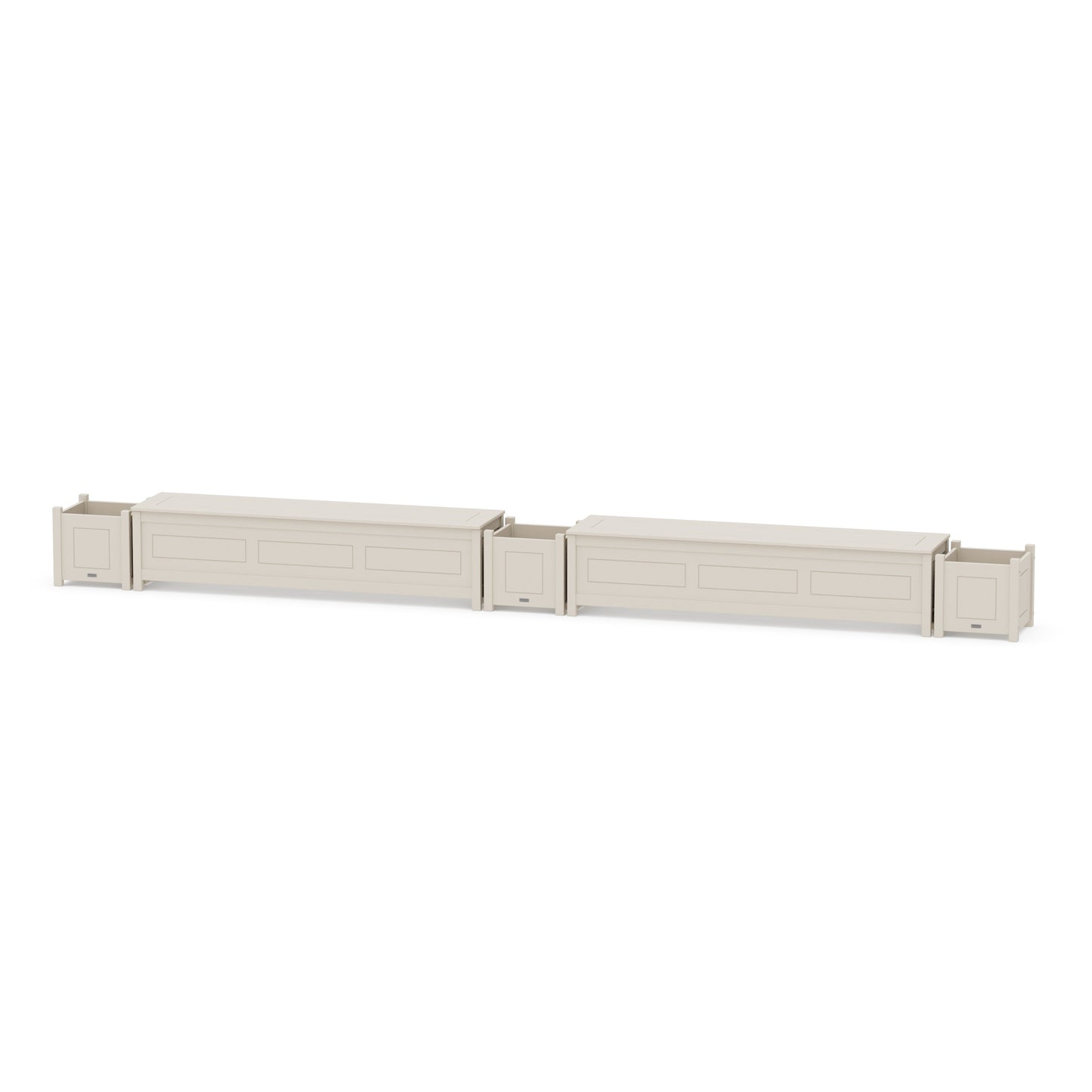 POLYWOOD 72" Country Living Straight Double Planter Storage Bench Set — Sand