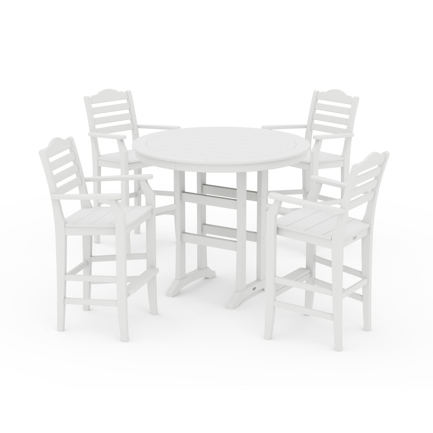 POLYWOOD Savannah 5-Piece Round Bar Set — Vintage White