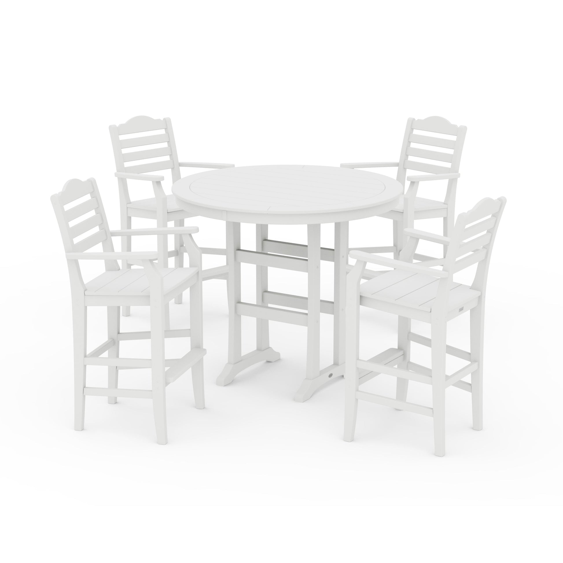 POLYWOOD Savannah 5-Piece Round Bar Set — Vintage White