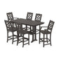 POLYWOOD Chinoiserie 7-Piece Farmhouse Bar Set with Trestle Legs — Vintage Coffee